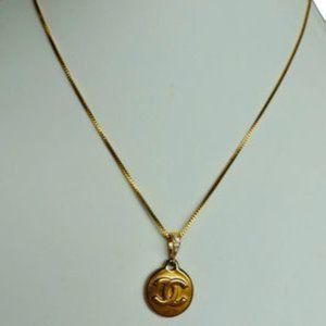 Chanel CC Gold Pendant Necklace